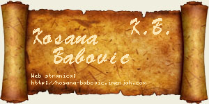 Kosana Babović vizit kartica